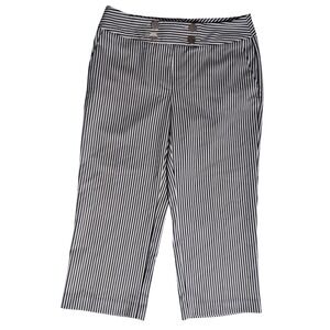 Chicos Petite Crop Pants Navy White Stripe Sailor Style Size 0